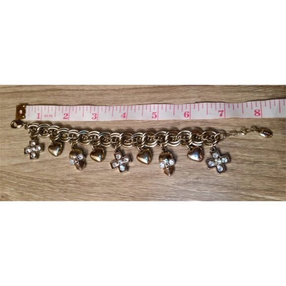 CHUNKY chain charm bracelet skulls cross hearts unisex - Picture 4 of 4